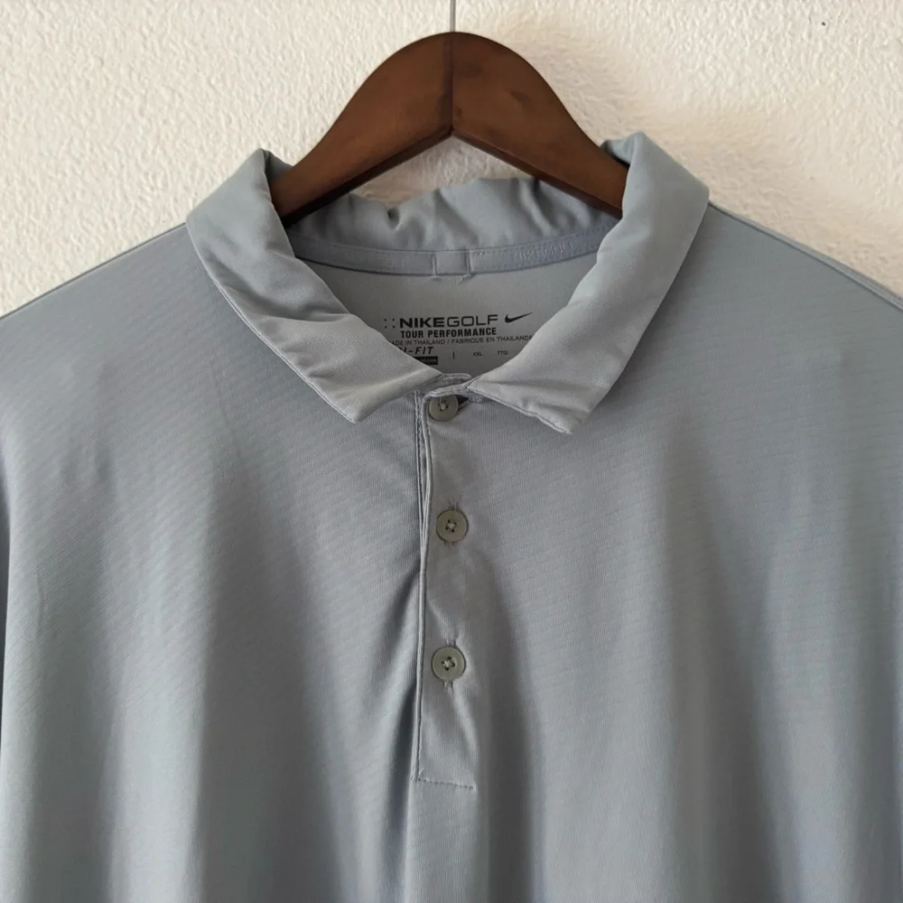 Nike Golf Tour Performance Polo Sporty XXL Blue Gray Dri FIT Athleisure Mens - Picture 3 of 10